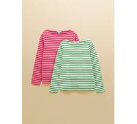 Joules Joules Harbour Red Pink & Green Striped Boat Neck Breton Tops (2 Pack)
