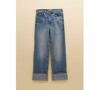 Joules Joules High Waisted Mid Blue Wide Leg Turn Up Jeans