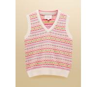Joules Joules Islay Cream Multi V Neck Fair Isle Cotton Rich Knitted Vest