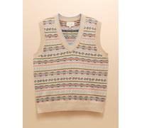 Joules Joules Islay Cream V Neck Fair Isle Cotton Rich Knitted Vest