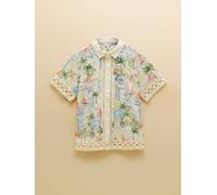 Joules Joules Isobel Crochet Trim Shirt White Coastal Scene Print 36