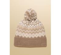 Joules Joules Kara Neutral Fair Isle Bobble Beanie Hat
