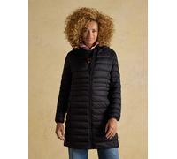 Joules Joules Kenley Black Showerproof Long Padded Coat with Hood