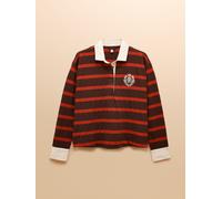 Joules Joules Lara Burnt Orange & Brown Stripe Boxy Fit Rugby Shirt Burnt Orange & Brown Stripe 54