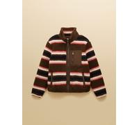 Joules Joules Lottie Chocolate Multi Stripe Borg Fleece with Zip Fastening