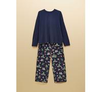 Joules Joules Lyla Navy Festive Long Sleeve Jersey Cotton Pyjama Set