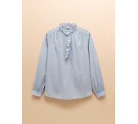 Joules Joules Melanie Blue/White Cotton Ruffle Blouse