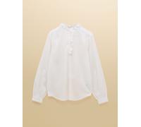 Joules Joules Melanie White Ruffle Collar Long Sleeve Blouse