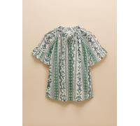 Joules Joules Melissa Blue/Green Short Sleeve Cotton Blouse