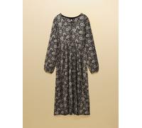 Joules Joules Nia Black Floral V-neck Long Sleeve Midaxi Dress Black Floral XL