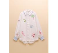 Joules Joules Orla Cream Embroidered Linen Shirt Cream EU 36 (UK 8)