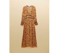 Joules Joules Otterly Yellow Floral V-Neck Midi Dress Yellow EU 40 (UK 12)