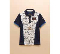 Joules Joules Polo officiel Blen volant en piqué à imprimé cheval Crème/bleu marine 40
