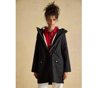 Joules Joules Portwell Cosy Black Fleece Lined Waterproof Raincoat with Hood