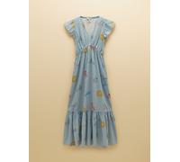 Joules Joules Robe longue Winnie à épaules volantées Icônes bleu/blanc EU 34 (UK 6)