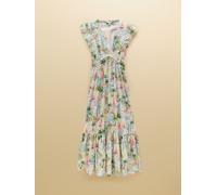 Joules Joules Robe longue Winnie à épaules volantées Scène côtelée blanche EU 34 (UK 6)