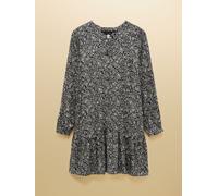 Joules Joules Scarlet Black Floral V-Neck Dress with Dropped Waist Black Floral EU 42 (UK 14)