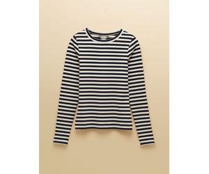 Joules Joules Sophie Navy Striped Long Sleeve Ribbed Fitted T-Shirt