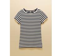 Joules Joules Sophie Navy Striped Short Sleeve Ribbed Fitted T-Shirt