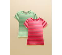 Joules Joules Sophie Pink Red & Green Ribbed Short Sleeve T-Shirts 2 Pack