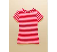 Joules Joules Sophie Red & Pink Striped Short Sleeve Ribbed Fitted T-Shirt