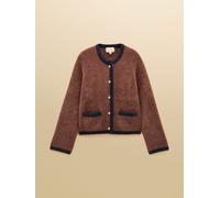 Joules Joules Super Soft Georgia Brown & Navy Herringbone Eyelash Knitted Cardigan