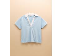 Joules Joules Tallie Blue Short Sleeve Combed 100% Cotton Collared Top
