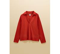 Joules Joules Tallie Burnt Orange Combed Cotton Slub Collared Top