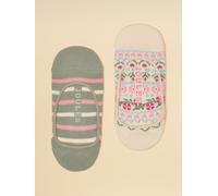 Joules Joules Women's Bessie Cream Pink Green Invisible Socks (size 4-8)