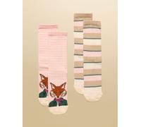 Joules Joules Women's Everyday Pink Fox Cotton Blend Socks 2 Pack (size 4-8)