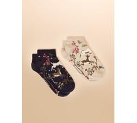 Joules Joules Women's Rilla Navy & Oatmeal Trainer Socks 2 Pack (size 4-8)