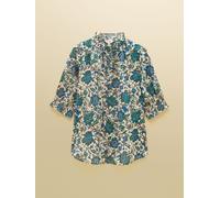 Joules Melanie Blue & Green Floral Short Sleeve Frill Blouse