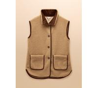 Joules Sadie Taupe Longline Button Through Fleece Gilet