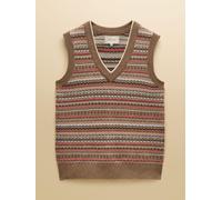 Joules Tan Brown Cotton Rich V-Neck Knitted Vest