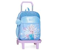 Joumma Bags Disney La Reine des Neiges Sac à dos pour enfant, bleu, fabriqué en polyester, bretelles réglables pour un transport confortable, plusieurs compartiments, avec porte-clés pompon bleu,