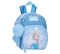 Disney Joumma Bags La Reine des Neiges Sac à dos pour enfant, bleu, fabriqué en polyester, bretelles réglables pour un transport confortable, plusieurs compartiments, avec porte-clés pompon bleu,