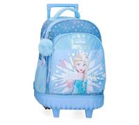 Joumma Bags Disney La Reine des Neiges Sac à dos pour enfant, bleu, fabriqué en polyester, bretelles réglables pour un transport confortable, plusieurs compartiments, avec porte-clés pompon bleu,