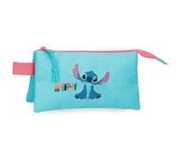 Joumma Disney Aloha Stitch Trousse Triple Bleue 22 x 12 x 5 cm Polyester