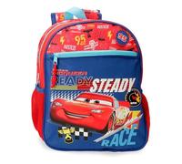 Joumma Disney Cars Lets Race Sac à dos d'école, fabriqué en polyester, poches et compartiments, bretelles larges et réglables., rouge, Sac à dos