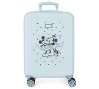 Joumma Disney Mickey et Minnie Kisses Valise de Cabine Bleue 38 x 55 x 20 cm Rigide ABS Fermeture à Combinaison latérale 35 l 2 kg 4 Roues Doubles Bagage Main, Bleu, Valise de Cabine