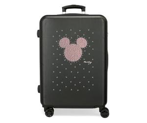 Joumma Disney Mickey Studs Valise Moyenne Noire 46 x 65 x 23 cm Rigide ABS Fermeture à Combinaison latérale 56 l 3 kg 4 Roues Doubles, Noir, Valise Moyenne