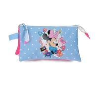 Joumma Disney Minnie Flowers Estuche Triple Bleu Claro 22x12x5 cm Polyester