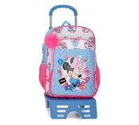 Joumma Disney Minnie Flowers Sac à dos scolaire avec chariot Bleu clair 30 x 40 x 13 cm Polyester 15,6 L