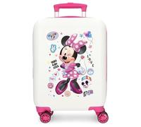Joumma Disney Minnie Party Cabin Suitcase White, Hard ABS Hard Suitcase ABS Combination Lock Side 28,4L 2 kgs 4 Double Wheels Luggage Hand Luggage