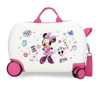Joumma Disney Minnie Party Cabin Suitcase White, Hard ABS Hard Suitcase ABS Combination Lock Side 28,4L 2 kgs 4 Double Wheels Luggage Hand Luggage