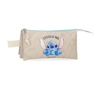 Joumma Disney Stitch Cuddle Me Happy Trousse triple beige 22 x 12 x 5 cm Polyester, Beige, Talla única, Trousse triple