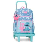 Joumma Disney Stitch Hearts Sac à Dos avec Chariot 15" Bleu 30x38x12 cm Polyester 13.68L
