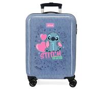 Joumma Disney Stitch Hearts Valise de Cabine Bleue 38 x 55 x 20 cm Rigide 2 kg Fermeture à Combinaison latérale ABS 2 kg 35 L Bagage à Main