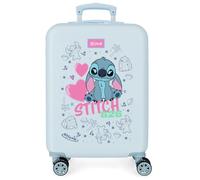 Joumma Disney Stitch Hearts Valise de Cabine Bleue 38 x 55 x 20 cm Rigide ABS Fermeture à Combinaison latérale 35 l 2 kg Bagage à Main