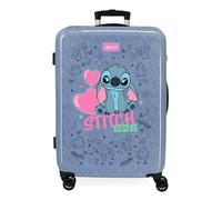 Joumma Disney Stitch Hearts Valise Moyenne Bleue 46 x 65 x 23 cm Rigide 3 kg Fermeture à Combinaison latérale ABS 3 kg 56 L